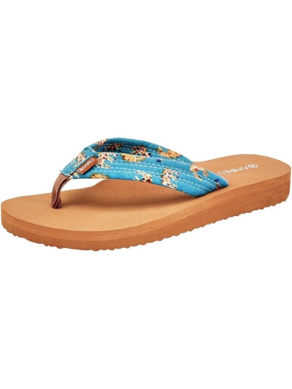 Women's Teal Comfortable Flip Flops Summer Soft Fabric Strap Beach Thong Sandals